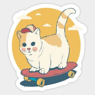 cat playing skateboard Sticker